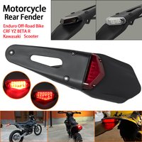 Motorcycle Rear Fender With Brake Lamp 12V For Enduro Off- Road Bike CRF YZ Kawasaki Scooter License Plate Bracket Tail Light