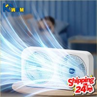 Dual Head Wall Mountable Desk Fan USB Rechargeable 3 Speed Quiet Portable with Large Battery for Living Room Office Dorm