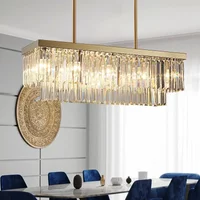 Nordic Crystal wyspa kuchenna żyrandol lampa do salonu prostokąt luksusowa lampa wisząca na stół do jadalni wystrój pokoju połysk