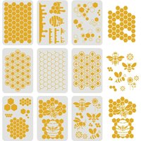 9 pcs Honeycomb Stencils Set 11.7x8.3inch Bee Stencils for Painting Reusable Honeycomb Pattern Template Rhombic Stencil