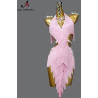 2026 Latin Dance Dress Sexy Professional Women Ballroom Party Prom Short Skirt Girls Samba Line Sport Stage Wear Fringed Clothes image 4