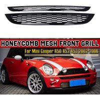 For MINI One R50 R52 R53 2002-2006 2pcs Front Bumper Upper Lower Grille Cover Glossy Black Honeycomb Mesh Grill Guard Cover
