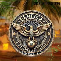 2D Flat, 1pc Benfica Eagle Emblem Soccer Club Badge - Vintage Sporting Decor - Easy Hang Round Wall Art - Durable Artificial Woo