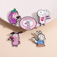 Cartoon comedy Anime character big eyed dog Enamel Pins Cute purple eggplant shaped puppy Brooches Fashion jewelry gifts