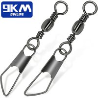 Fishing Barrel Swivel with Safety Snap 50~200Pcs Stainless Steel Saltwater Fishing Swivels Clip Solid Ring Lure Connector Tackle
