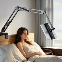 Aluminum Alloy Long Arm Holder, 360° Rotatable Tablet Stand, Bed Desktop Mount For iPad Samsung Xiaomi 4-11 Inch