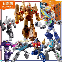 BLOKEES Man Transformers Shining Edition 4 Megatron Optimus Prime Mirror Universe Starscream Building Block Toy Model Gift