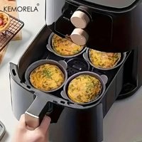 KEMORELA 4Pcs Ramekins For Air Fryer Silicone Large Muffin Case Nonstick Egg Poacher Silicone Mould Bakeware Easy Release Baking