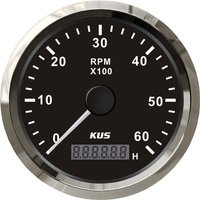 KUS Marine Auto Motor Home Bus Universal Tachometers 0-6000RPM Revolution Meters 12v/24v Waterproof with Red / Yellow Backlight