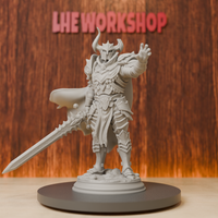Death Knight Miniatures | 28mm-75mm | Resin 3D Printed DND Pathfinder Mini | Unpainted Grey