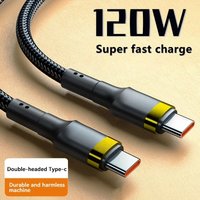 120W 0.25m/1m/1.5m/2m Fast Charging Data Cable Dual Type-C Ports Braided Charging Cable Mobile Phone Accessories for Samsung
