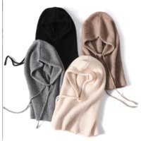 AliExpress sparsil Women's 100% Wool Knitted Drawstring Cap Solid Color Ear Neck Protection Hiking and Cycling Soft Fashionable Cozy for Winter