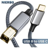 NIERBO USB B to USB C Printer Cable Type C Printer Cord Nylon Braided Wire for Yamaha Casio Digital Piano DJ Controller
