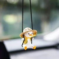 Car Pendant Cute Anime Little Duck Swing Auto Rearview Mirror Hanging Ornaments Interior Decoration Accessories for Girls Gifts