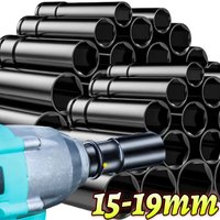 Extended Hexagon Socket 15mm 16mm 17mm 18mm 19mm Metric Deep Impact Socket Set Wrench Adapter Head Tire Removal Auto Repair Tool