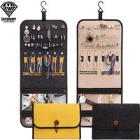 Reise-Schmuck-Organizer, Rolle, faltbar, Schmucketui für Reisen, Ringe, Halsketten, Schmuck, Aufbewahrungstasche, Ohrringe, Aufbewahrungsbox