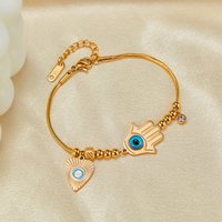 Yupsk 316L Stainless Steel Fatima's Blue Eye Charm Fashion Bracelet Bangle For Women Female Daily Trendy Jewelry
