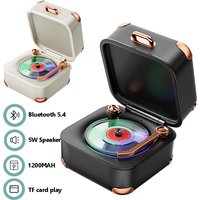 Mini Classic Vintage Bluetooth Speaker Retro Hifi Music Box Vinyl Record Player Design Soundbar Colorful Ambient Light with Mic