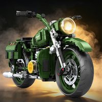 Retro Cruiser Motorcycle Building Blocks Set Classic Vintage Motorbike Model, With Stand, Birthday Christmas Gift