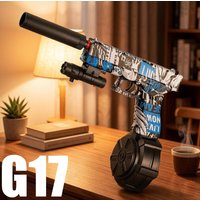 The New G17 Manual-Automatic Toy Gun That Can Fire Gel Bullets, 7-8mm, Comes with a 7.4V Lithium Battery and Charging Cable, and Is Fully Loaded with Three Types of Bullets, Ready for Delivery