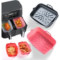 Foldable Tray For Air Fryer Pizza Chicken Oven Baking Tray Reusable Liner Clean Airfryer Baking Tool Silicone Basket