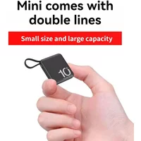 Mini Power Bank Built-in Cord Portable Micro Compact Power Bank 10000mAh Fast Charging External Battery Mobile Phone Accessories