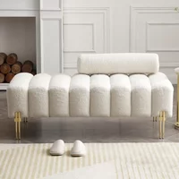 l 47.24" Modern Loveseat Sofa Couch, Upholstered Accent Sofa with Golden Legs and Adjus Backrest, Small Teddy Fleece Couche
