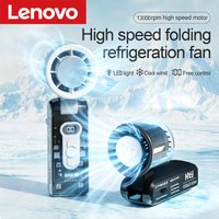Lenovo New Handheld Foldable High-Speed Cooling Fan Portable Outdoor Transparent Mecha Fan USB Mini Desktop Turbo Ice Fan