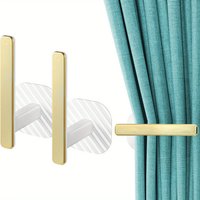2 Pack Adhesive Curtain Holders, Gold Curtain Holdbacks, L Shaped Drapery Curtains Tiebacks, No Drill Curtains Hooks