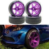 1/10 RC Rally Drift Tires 65mm Racing Tyre Metal Wheel Rims 12mm Hex for 1:10 Car Tamiya TT01 TT02 XV01 XV02 PTG2 HSP HPI Kyosho