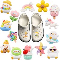 14Pcs/set Unicorn Flower Rainbow Shoe Charm Accessories Resin Sandals Buckle Decor Pins Charms Girls Women Gifts