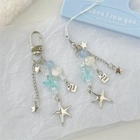 Cute Sweet Starfish Keychain Pendants Shells Star Charm Phone Chain Strap Lanyard Girly Bag Hanging Ornaments Accessories Gifts