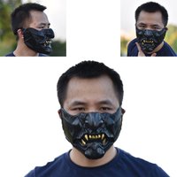 Funny Cosplay Game Ghost of Tsushima Half Face Samurai Warrior Jin Sakai Mask Japanese Demon Oni Halloween Party Costume Props