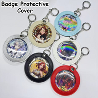 58MM Anime Badge Protective Cover Keychain PVC Transparent Case with Chain Holder for Badge Display Fan Gift