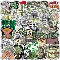 AliExpress Charile 10/30/50pcs Funny Cartoon Money World Stickers Dollar Decals Cool Graffiti Skateboard Bike Laptop Phone Waterproof Decals