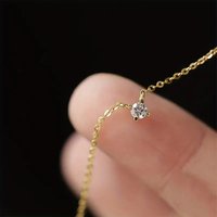 Huitan Dainty Single Zirconia Pendant Necklace Lady Graceful Jewelry for Engagement Simple Trendy Bridal Wedding Accessories