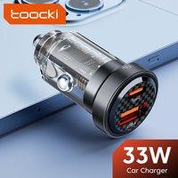 Toocki 33W 5A QC PD 3.0 SCP Car Charger Mini Quick Charge USB Type C Fast Charging For iPhone 15 14 13 12 Huawei Samsung Xiaomi