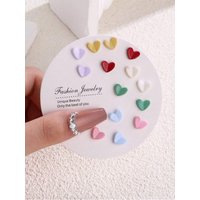 7 Pairs Fashion Heart, Flower, Daisy Earrings For Women, Versatile For Daily, Date, Party, Vacation
