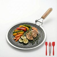 34/38cm Round Stainless Steel Griddle Pan Honeycomb Non-Stick Design BBQ Baking Pan for Outdoor Camping Cooking
