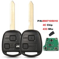 jingyuqin 89071-05010, 8907105010 2/3 Buttons 433.92MHz 4C Chip Remote Car Key Fob For Toyota Avensis 2003-2008 Yaris 2010 2011