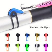 10pcs Plastic Hook Holder for Fishing Rod, Fishing Hook Keeper with Rubber Ring, Outdoor Fishing Accessories (Random Color)