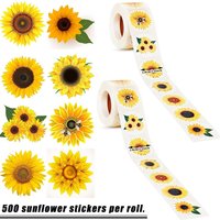 100-500PCS Sunflowers Stickers Packaging Stickers Roll Home Made Small Lables for Pack Rolling Stickers Photocard Decor