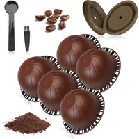 150ml/230ml Reusable Coffee Capsule Set, Refillable Filter Shells with Silicone Lids, Spoon and Brush