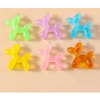 10Pcs 34*38mm Resin Cute Colorful Balloon Dog Charms for Earring Bracelet Necklace Lovely Pendant Handmade Jewelry Making