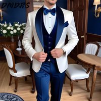 Luxe Peak Lapel Men's Suit Jacket Pants 2 Piece Sharp Business Men Thin Stripe Suit For Groom Wedding Double Breasted Suit
