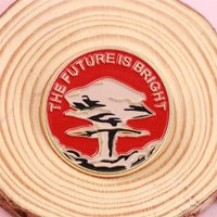1pc "The Future is Bright" Enamel Pin - Red & Golden Zinc Alloy Brooch