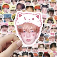 100pcs Kpop Korean Boy Band Photo Sticker Cute Big Head Stickers Kawaii Waterproof Photo Sticker Fans Collection