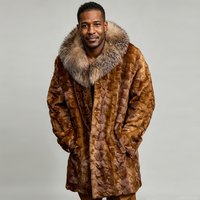 Men's Real Mink Fur Coats With Fox Fur Collar Mid-Length Fur Jacket Cropped Mink Fur Jacket Hot Selling Natural Fur Jacket