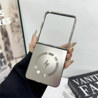 High Quality Plating Magnetic Metallic Paint Case For Samsung Galaxy Z Flip 7 FE 6 5 4 3 Wireless Charging Slim Shockproof Cover