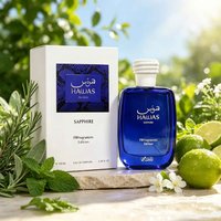 Hawas Sapphire For Him Perfume 100Ml, Crisp Aquatic Note Blends Fresh Mint And Citrus, Pineapple Adds Sweet Touch, Sandalwood Amber Base, Clean Refreshing, Show Men Summer Charm.